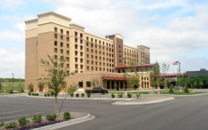 Hotel with empty lot