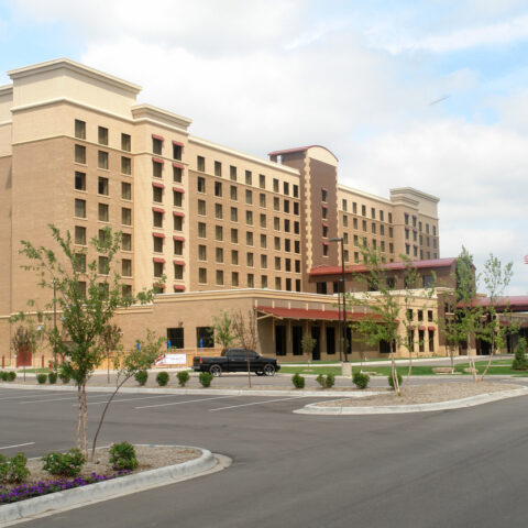 Hotel with empty lot