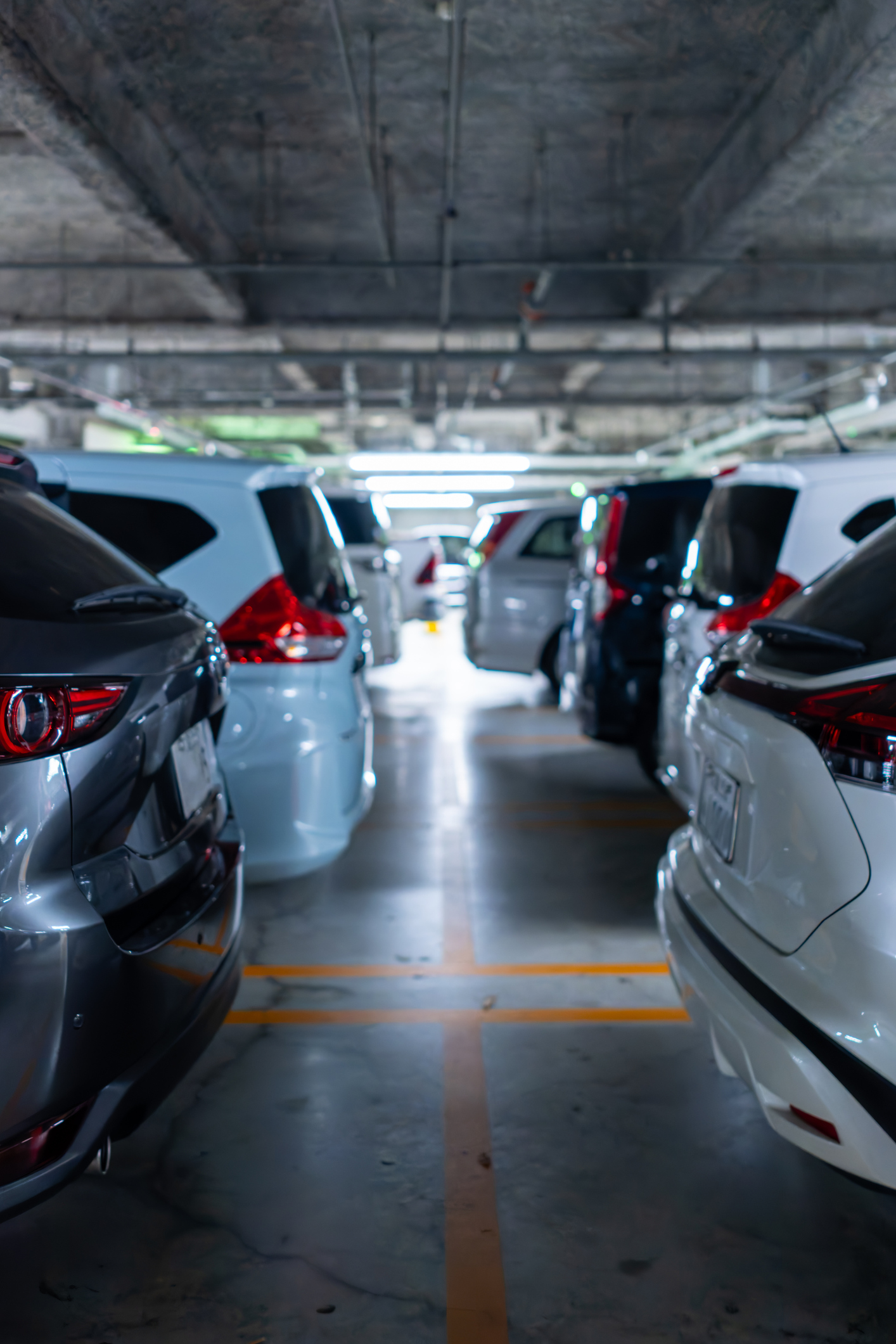 Out-of-Focus Underground Parking Garage